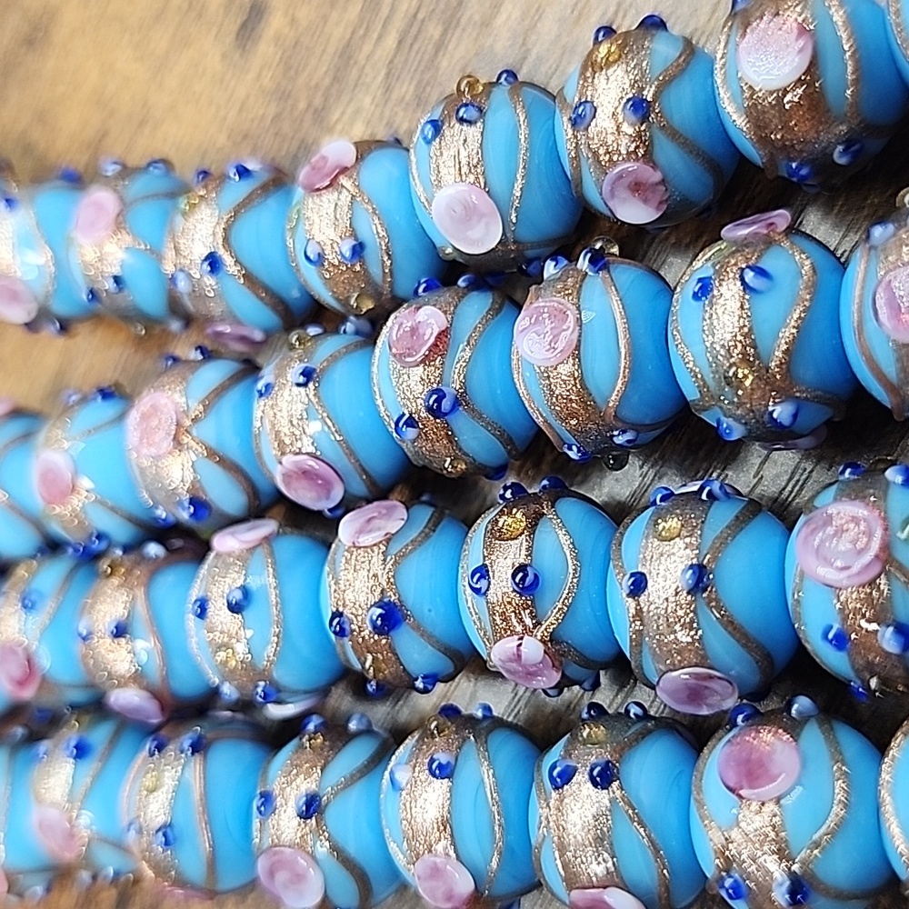 Light Blue Wedding cake Beads Strands